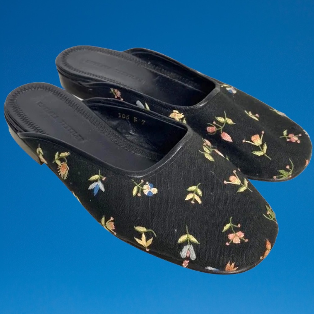Chelsea Textiles Embroidered Mules Size 7
